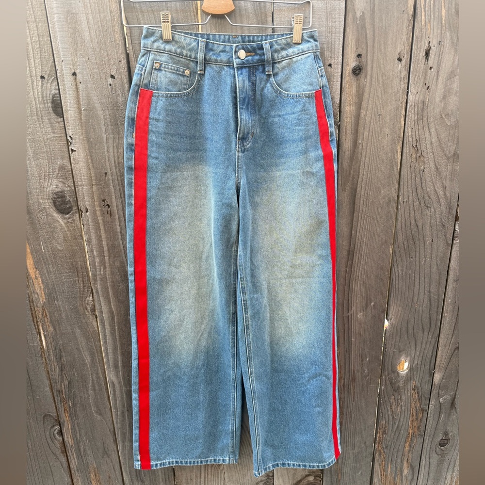 Commense Contract side Striped wide leg jeans - Picture 4 of 7